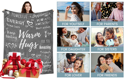 Throw Blanket for Women Men, Warm Hug Gratitude Sympathy Blanket